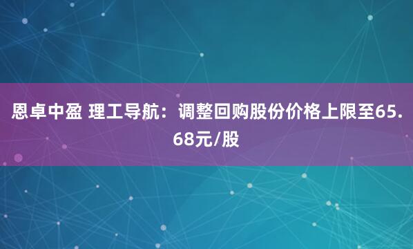 恩卓中盈 理工导航：调整回购股份价格上限至65.68元/股