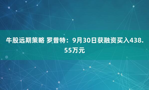 牛股远期策略 罗普特：9月30日获融资买入438.55万元